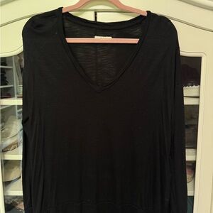 Madewell Ebony V-Neck Long Sleeve Blouse